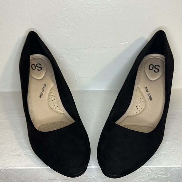 NIB SO Opening black memory foam wedge heels 10 - Picture 3 of 10